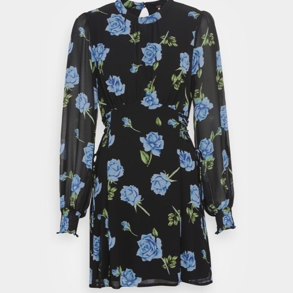 FREE People Samantha Lace Up Rose Print Mini Dress Size XSmall - Picture 4 of 16